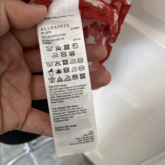 NWT- All Saints Savine Scatter Red Open Shoulder - Picture 9 of 11